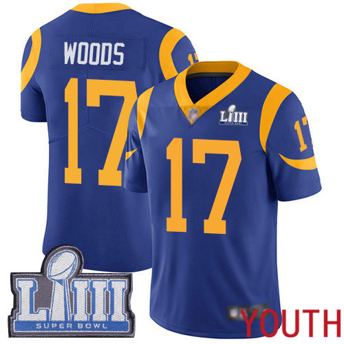 Los Angeles Rams Limited Royal Blue Youth Robert Woods Alternate Jersey NFL Football #17 Super Bowl LIII Bound Vapor Untouchable->los angeles rams->NFL Jersey